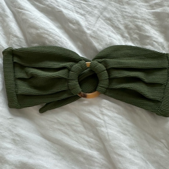 Montce Olive Micro Scrunch Tori Bandeau Bikini Top Size Small - Picture 3 of 7